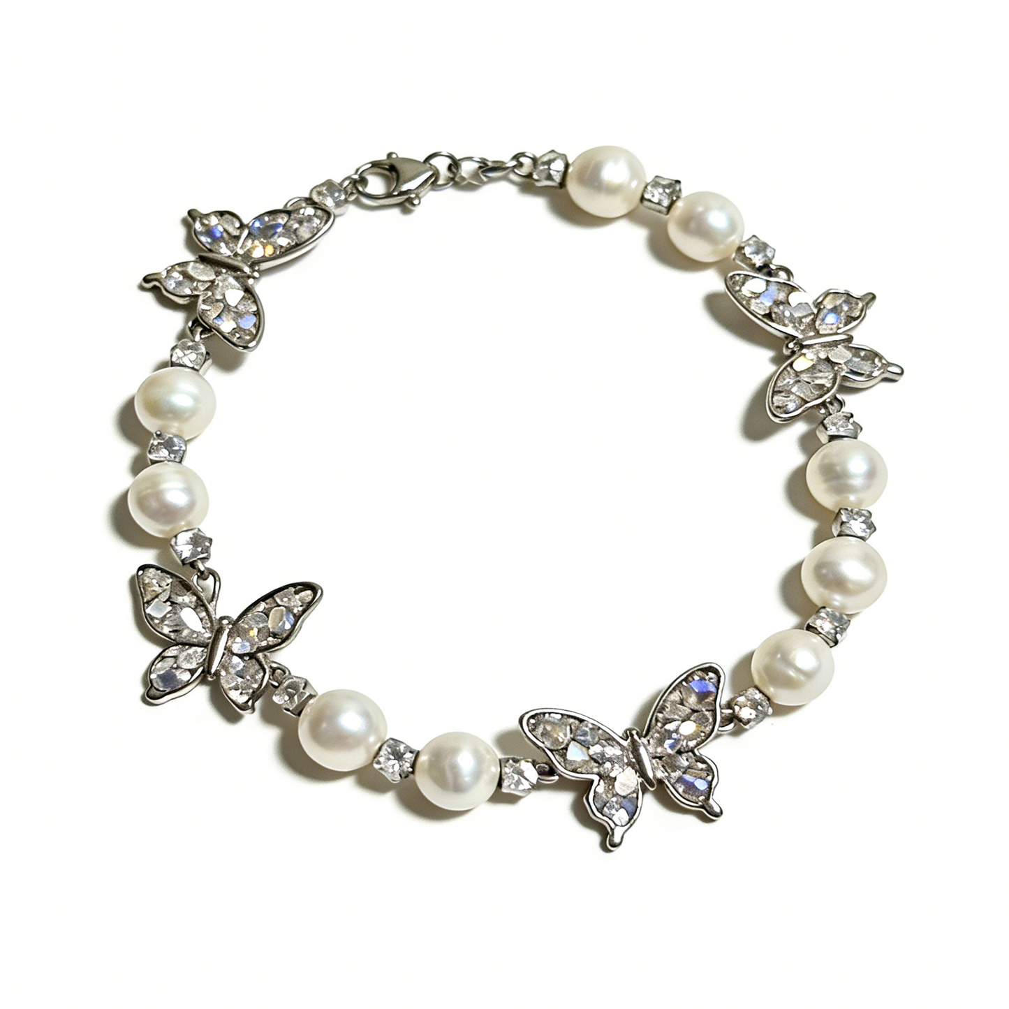 Pearl & Crystal Butterfly Bracelet