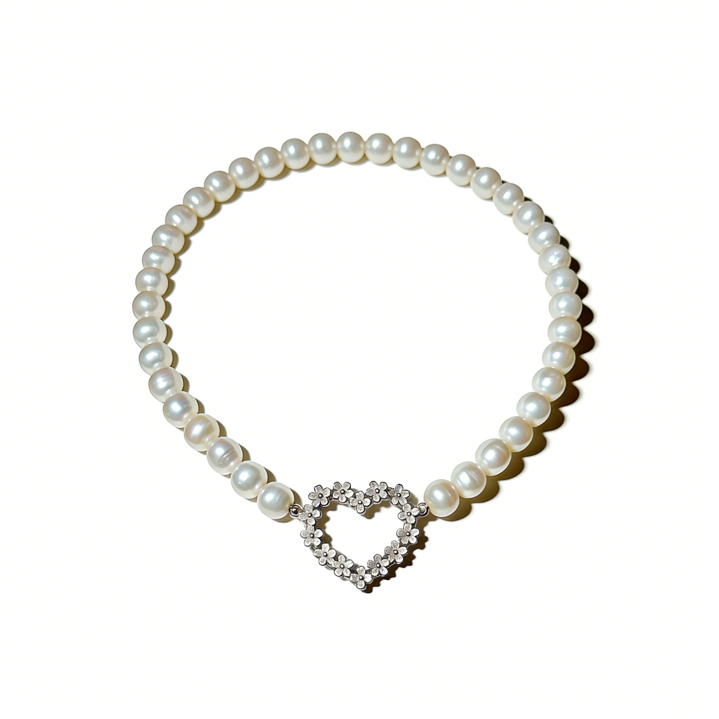 Pearl Choker with Open Heart Pendant