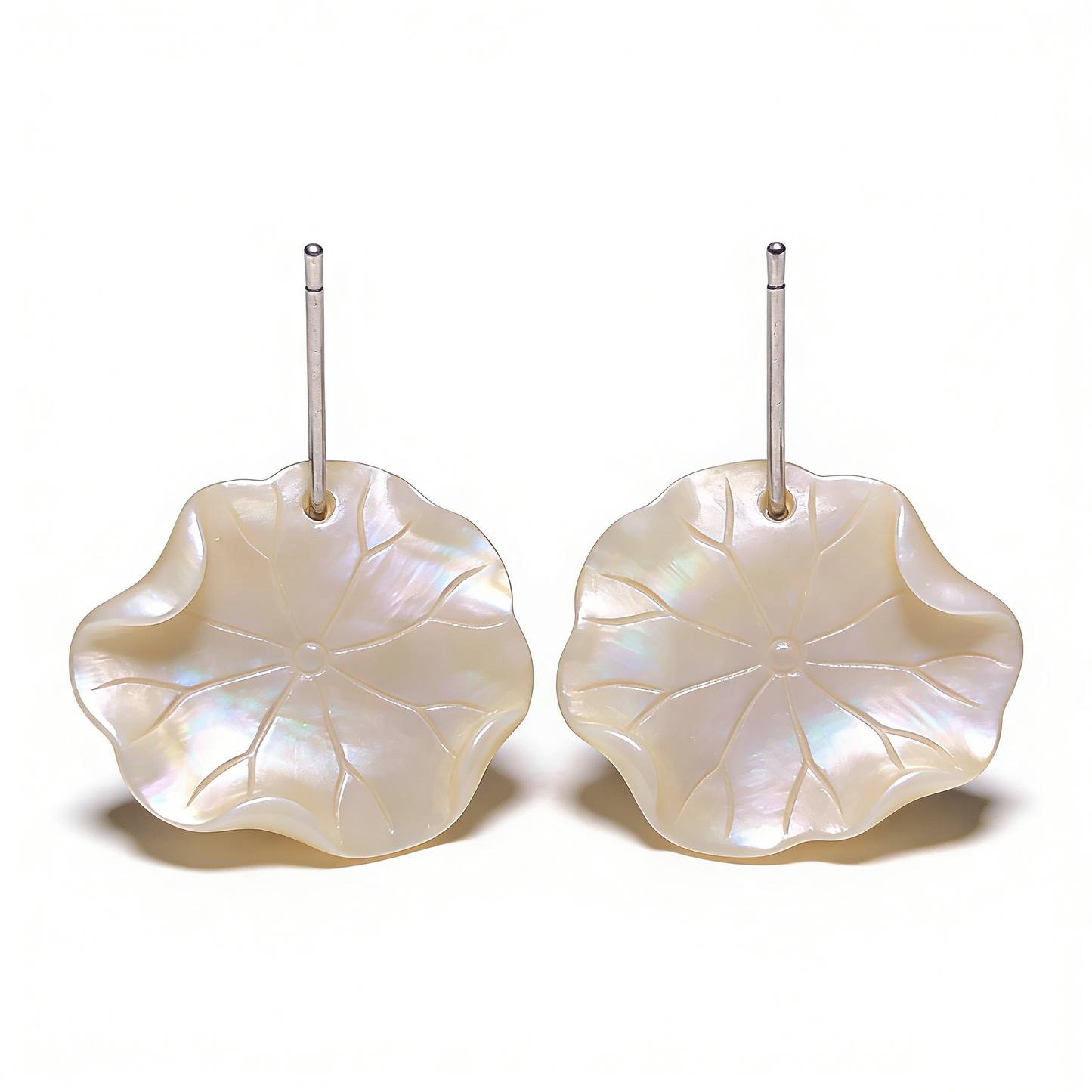 Mother-of-Pearl Lotus Leaf Drop Earrings