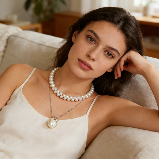 Pearl Choker with Baroque Pearl Pendant