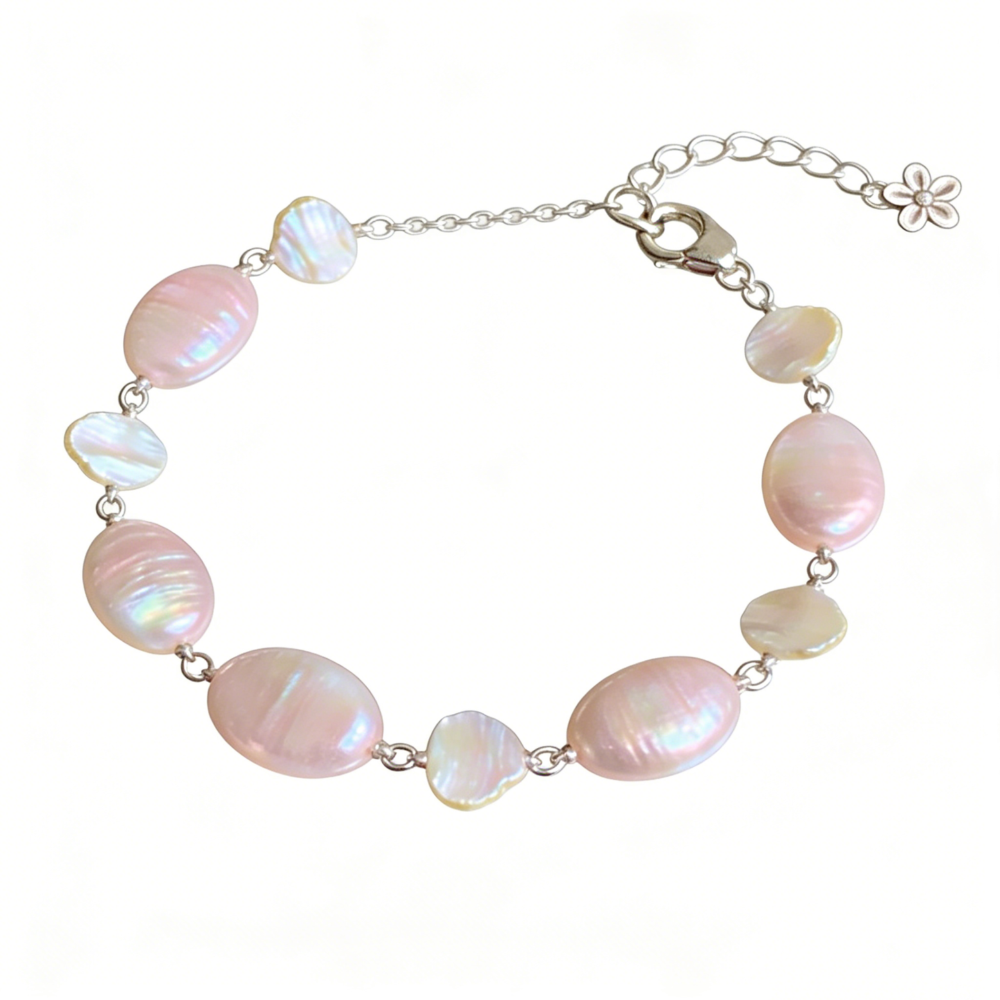 Pink Iridescent Shell Link Bracelet