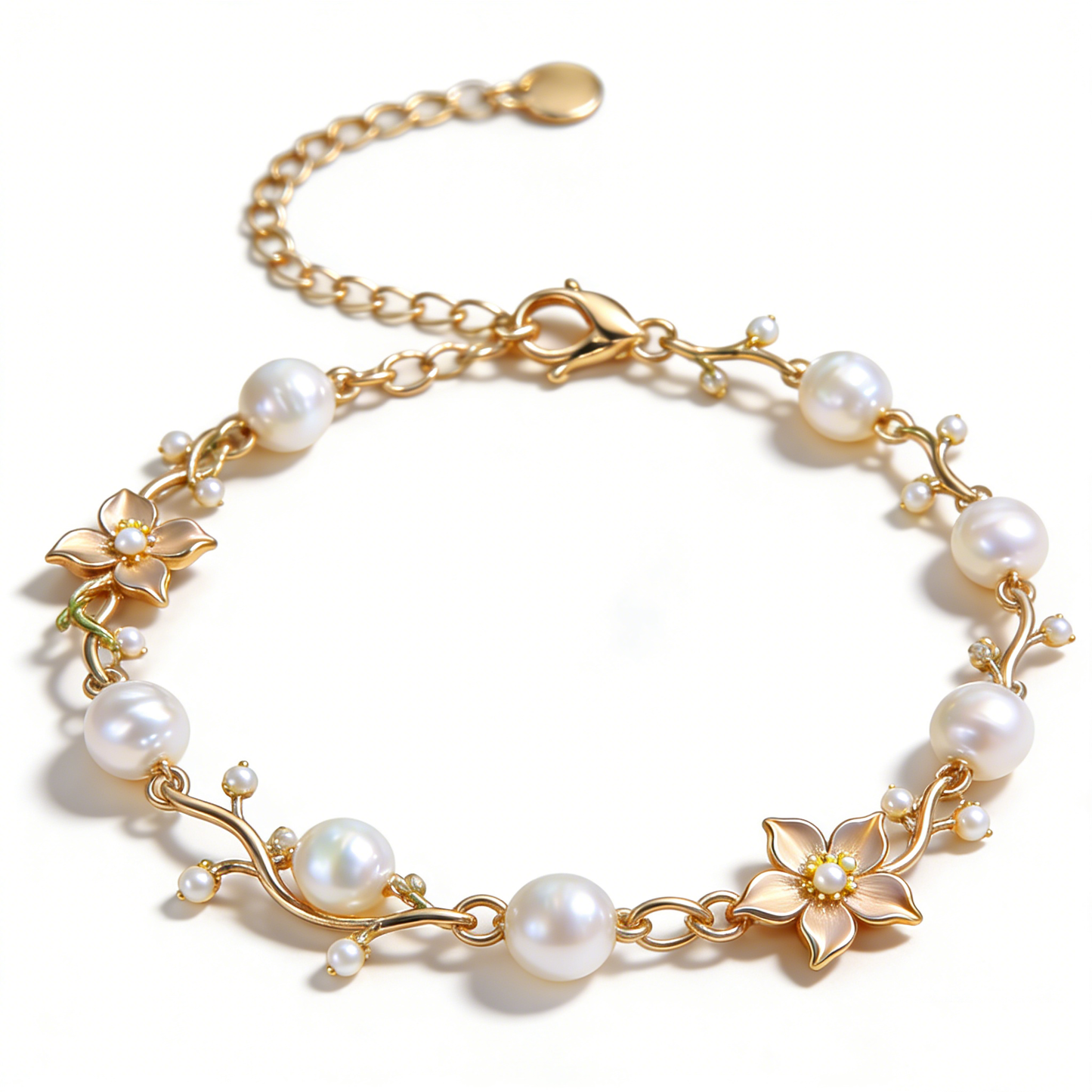 Gold Vine & Pearl Branch Bracelet